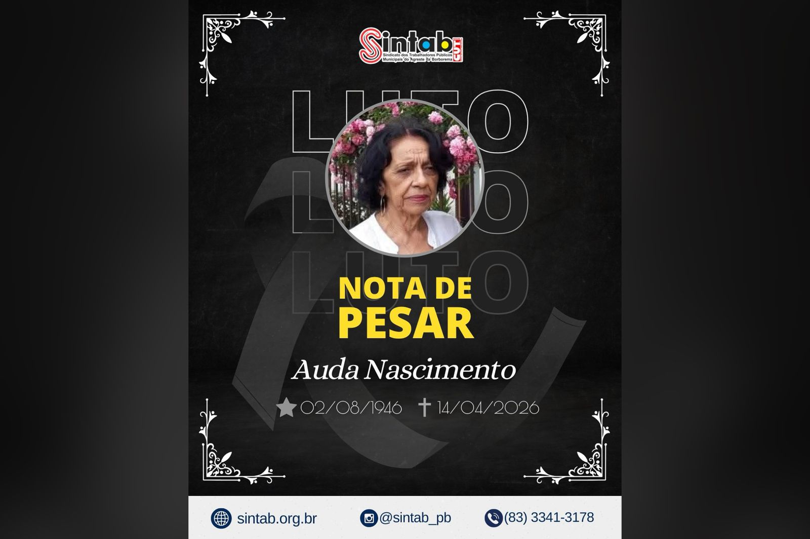 ⚫ NOTA DE PESAR: AUDA MENDONÇA
